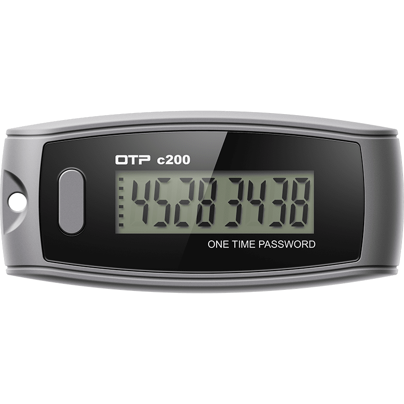 TOTP hardware token met 6-cijferige code op het scherm